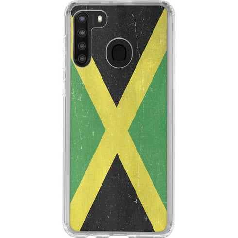 Jamaica Flag Distressed Galaxy A21 Clear Case